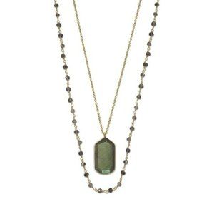 Double Strand Lolite and Labradorite Necklace in 14 Karat Gold Plate
